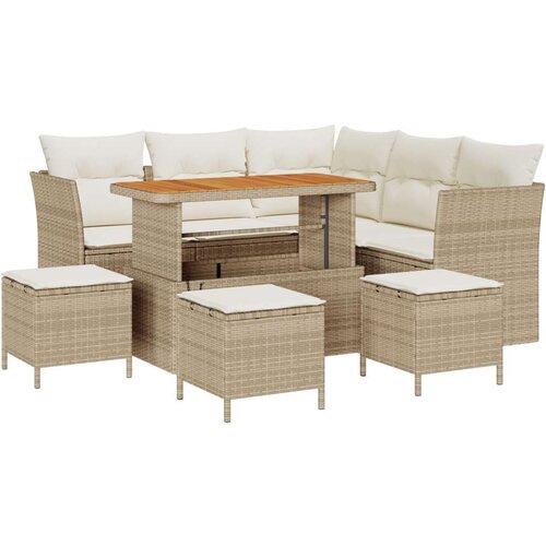  9-dijelni Vrtni Kauč Set s Jastucima Bež Poli Ratan Akacija 4-dijelni Vrtni Set za Jelo s Jastucima Bež Poli Ratan Akacija Cene