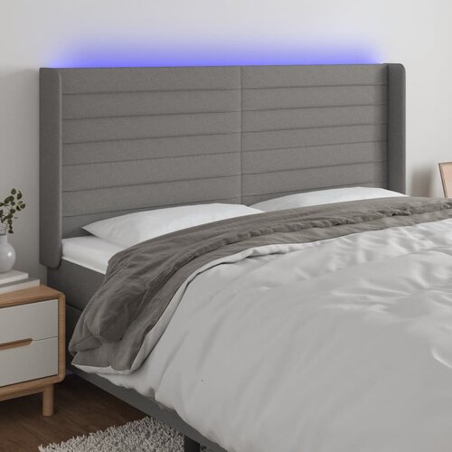  The Living Store LED posteljno vzglavje temno sivo 163x16x118/128 cm blago - LED Vzglavje, (21453722) Slike