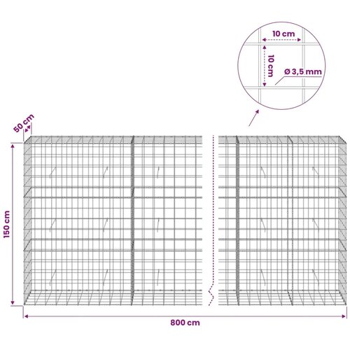 Gabion s žicom debljine 3 5 mm i mrežom 10x10 cm 800x50x150 cm - 50 cm 150 cm 800 x 230 cm Slike