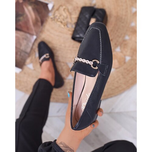 Resti Black women's moccasins with gold embellishment Suletta- Footwear Cene