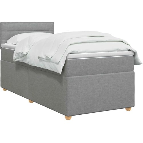  Boxspring krevet s madracem Svjetlosiva 90 x 200 cm Tkanina - Svjetlosiva 90 x 200 cm Dizajn linija Slike