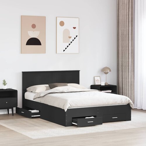  Krevetna konstrukcija Crna 140 x 190 cm Konstruirano drvo Slike