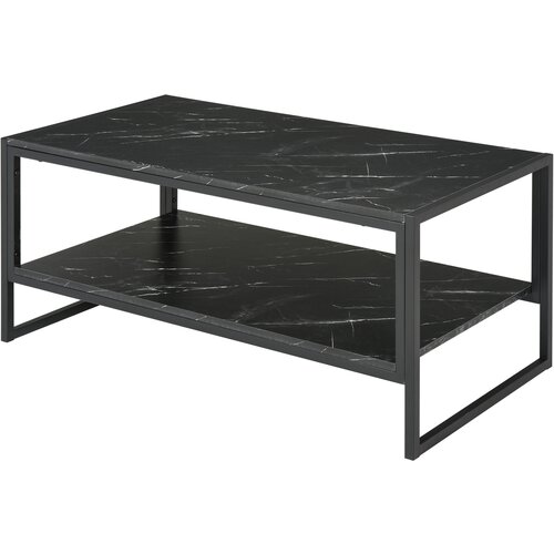 HOMCOM Črna kavna mizica z marmornim učinkom in spodnjo polico za dnevno sobo ali pisarno, 106x50x45 cm, (20745633) Slike
