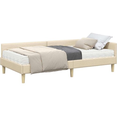  Kutni krevetni okvir s madracem Ostalo 2 pcs Krema tkanina Slike