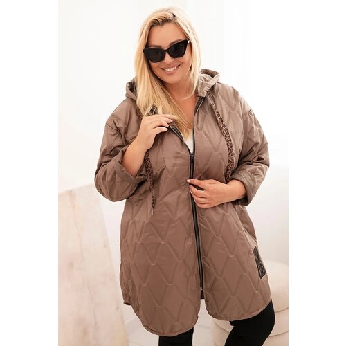 Kesi Włoski Women's Plus Size quilted jacket with a hood and the inscription HOPE fango Cijene
