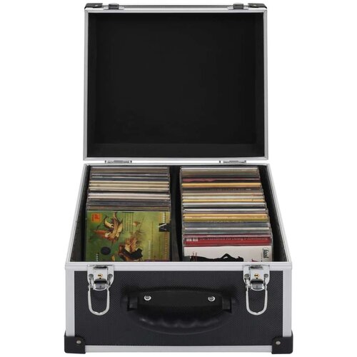vidaXL Kutija za 40 CD-ova aluminijska ABS crna Cene