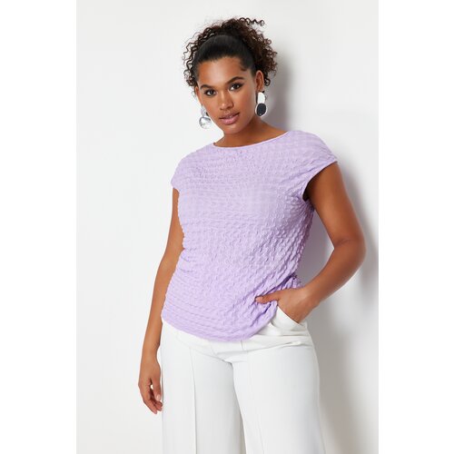 Trendyol Curve Lilac Textured Knitted Blouse Slike