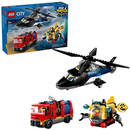 Lego HELIKOPTER, VATROGASNI KAMION I PODMORNICA 60462 Slike