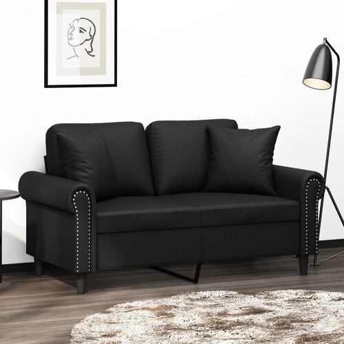 vidaXL Dvosjed s ukrasnim jastucima crni 120 cm od umjetne kože Cijene