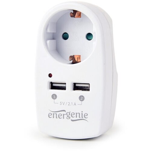  Shuko utičnica sa 1x 220V + 2x USB 2.1A, punjenje mobit, tableta i sl., GEMBIRD, white EG-ACU2-02 Slike