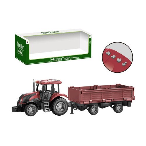  Crveni traktor sa prikolicom - zvuk i svetlo ( 403604 ) Slike