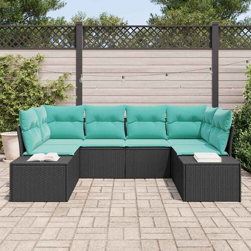  Sjedeća garnitura za vrt 6 kom. Crna poliratan 234 x 154 x 69 cm Slike