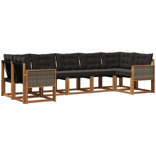 vidaXL Zunanja garnitura za sedenje z blazino 7 pcs Naravna in črna, (5000281430) Cene