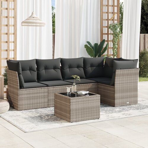 vidaXL 6-dijelni set vrtnih sofa od poliratana s jastucima svjetlosivi Cijene