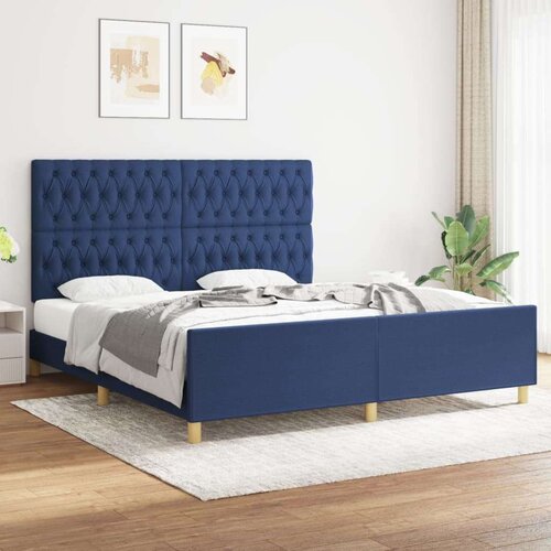  Okvir za krevet s uzglavljem plavi 180 x 200 cm od tkanine Slike