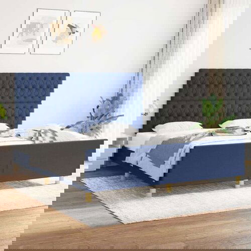  Posteljni okvir z vzglavjem moder 180x200 cm blago, (20902592) Cene