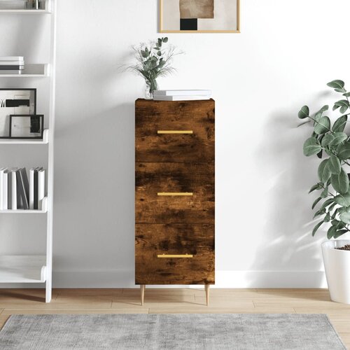 VidaXL Komoda dimljeni hrast 34,5x34x90 cm inženirski les Slike