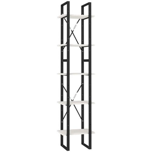 Maison Chic Knjižna omara - Knjižni regal 5-nadstropna bela 40x30x175 cm borovina, (21725774) Slike