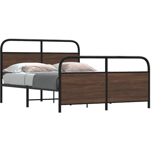 vidaXL Metalni okvir kreveta bez madraca smeđa boja hrasta 140x200 cm Cijene