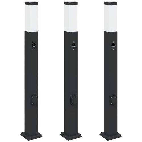 vidaXL Stebričke s senzorjem in vtičnico 3 kosi 80 cm črne barve IP44, (5000297041) Cene
