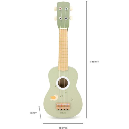 Viga drvena ukulele gitara za djecu zelena s notnim notama Slike