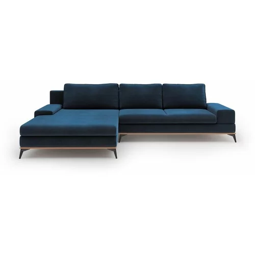 Windsor & Co Sofas kraljevo modra kotna raztegljiva sedežna garnitura z žametnim oblazinjenjem Astre, levi kot