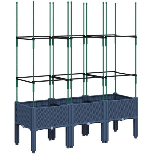  Vrtna sadilica s re&amp;scaron;etkom plava siva 120 x 40 x 142,5 cm PP Slike
