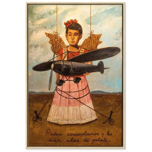  Slika - Frida Kahlo &amp;ndash; They Asked for Planes and Got Straw Wings 40x60 U prirodnom drvenom okviru Slike