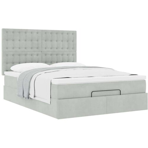  Otomanski krevet s madracima svijetlosivi 140x190 cm bar&amp;scaron;unasti Slike