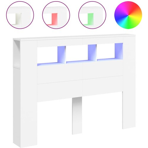 Maison Chic LED Posteljno vzglavje - Vzglavna omarica - Nočna omarica belo 140x18,5x103,5 cm inženirski les, (21710120) Cene