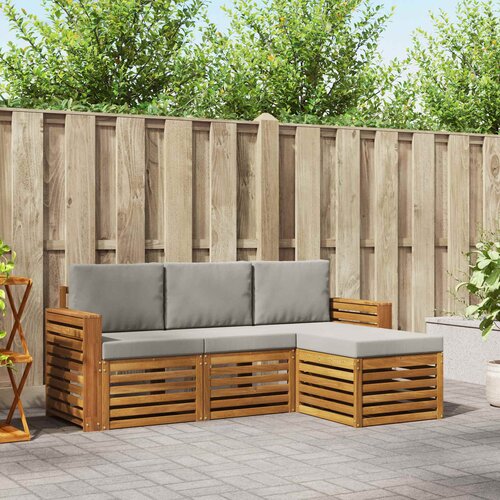  Set vanjskih sofa 4 kom. Prirodna i svijetlo siva Bijela 197,5 x 122,5 x 73 cm Slike