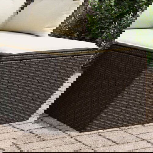 VidaXL Vrtni stolček z blazino rjav 55x55x37 cm poli ratan Slike