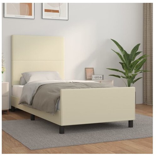  Okvir za krevet s uzglavljem krem 90x190 cm od umjetne kože Cene
