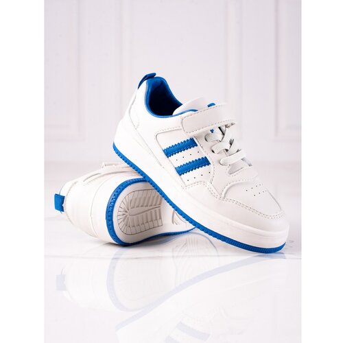 TRENDI children's sneakers made of eco leather white and blue Slike