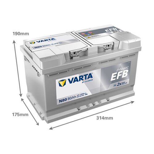 Akumulator VARTA Dynamic EFB 12V 80Ah 800A (N80) Cijene