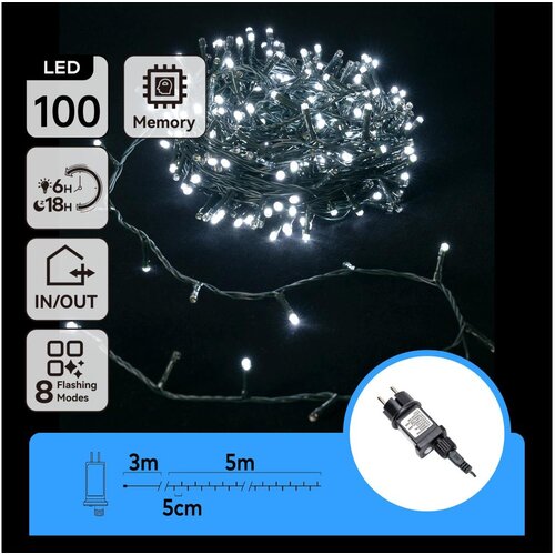 Aigostar led svetleći lanac za spolja&scaron;nju upotrebu 100xLED/8 funkcija 8m IP44 hladna bela Cene