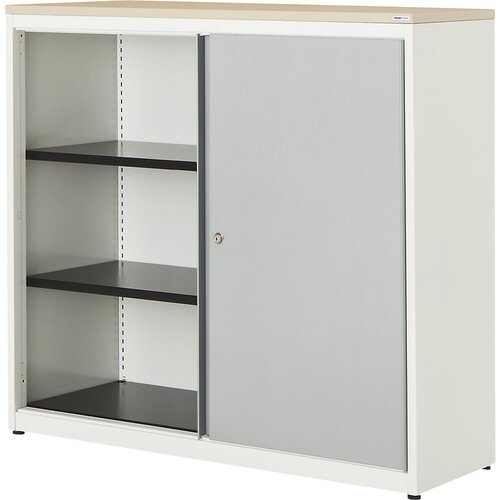 mauser Omara z drsnimi vrati, VxŠxG 1180 x 1200 x 432 mm, plošča iz umetne mase, 2 polici, čista bela / aluminijasto siva / javor Cene