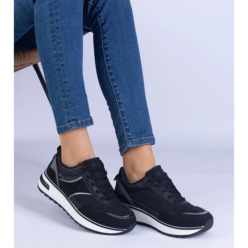 Gemre Black sneakers embellished with glitter and rhinestones Savina Cene