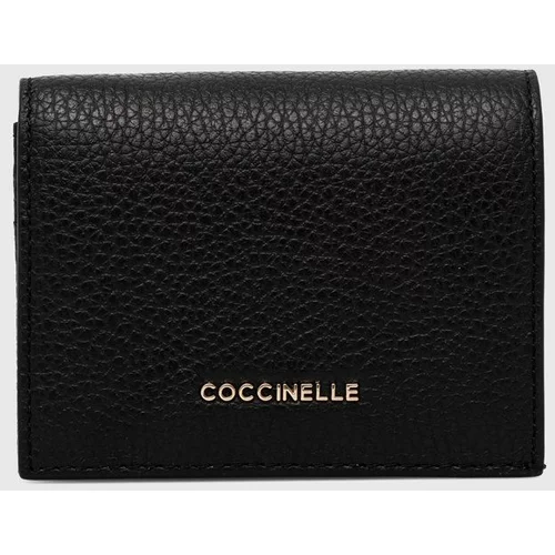Coccinelle Usnjena denarnica ženska, črna barva