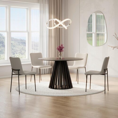 Bessagi Home Jedilna Miza Ennio, Ø 120cm, Črna Cene