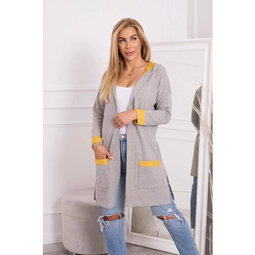 Kesi Two-tone cape with hood mustard+gray Cene