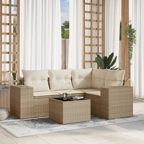 vidaXL 5-dijelni vrtni set sofa s jastucima bež od poliratana Cijene