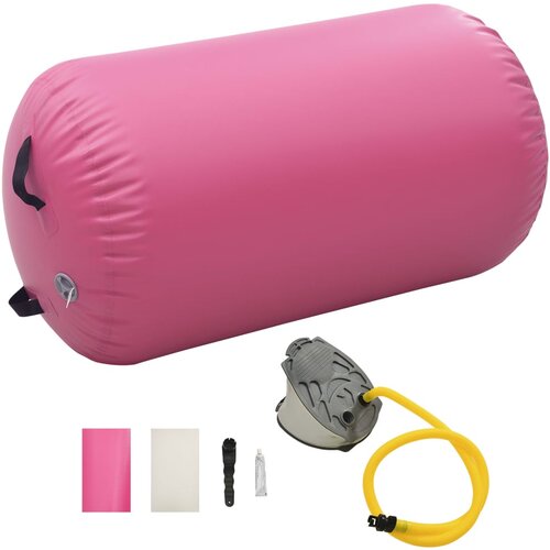 VidaXL Gimnastički valjak na napuhavanje s crpkom 100x60 cm PVC rozi Slike