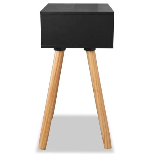  Noćni Ormarići 2 kom Masivna Borovina 40x30x61 cm Crni Slike