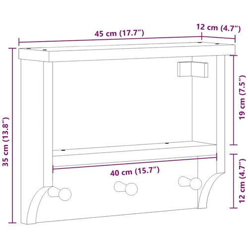 VidaXL Stenski obe&amp;scaron;alnik za pla&amp;scaron;če &amp;quot;SANDNES&amp;quot; 45x12x35 cm les borovega Slike