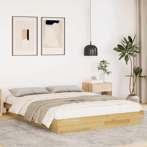 VidaXL posteljni okvir brez vzmetnice 150x200 cm masivni les hrast Slike