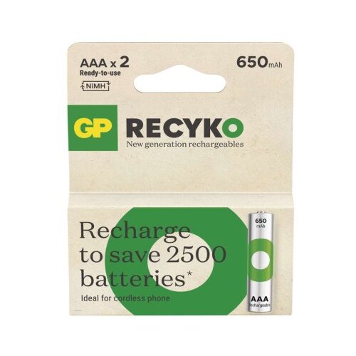  Polnilna baterija GP ReCyko 650 mAh HR03 (AAA) 2kos 2/1 Cene