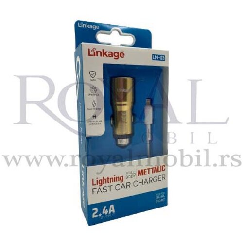  auto punjač linkage metalic LM-03 lightning 2.4A (dual port) zlatni Slike