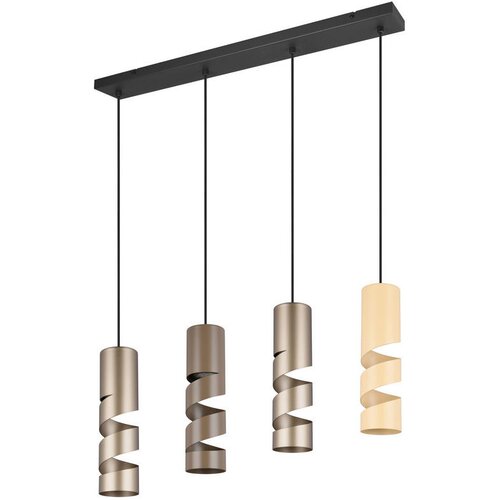 Trio Leuchten Moderne hanglamp zwart met taupe en beige 4-lichts - Stream Slike
