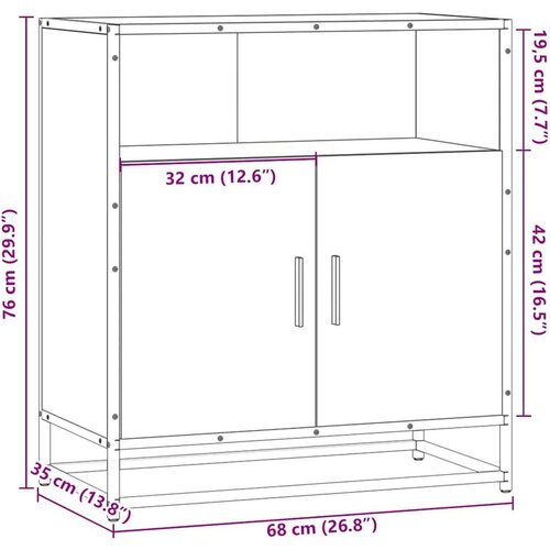 VidaXL Komoda boja hrasta 68x35x76 cm konstruirano drvo Slike